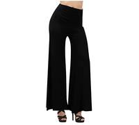 2024 Pantalon Fluide Femme Été Chic et Elegant Pantalon Évasé à Jambes Larges Taille Elastique Haute Pantalon Palazzo Imprimé Pantalons de Plage Décontracté Pantalon de Yoga Ample Pants Grande Taille