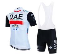 2024 Pro Team UAE Ensemble de maillot de cyclisme pour hommes, maillot de vélo vtt respirant Kits de cuissard à bretelles GEL Paddad (L)