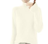 2024 Pull Cachemire Femme Hiver Chaud Pull en Tricot Léger Couleur Unie Manches Longues Chic et Elegant Col V Col Rond Elástique Top Vetement Femme Solde Pull Femme Hiver Sweater Mode Femme Pas Cher