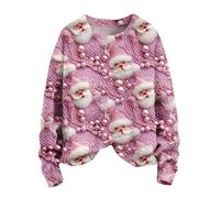 2024 Pull De Noel Femme Drole,Sweat Manche Longue Col Rond Imprimé Le Père Noël Pull Noel Femme Moche Décontractée Automne Et Hiver Chaud Sweatshirts Sans Capuche En Coton Pour Femmes Pas Cher