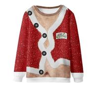 2024 Pull de Noël Homme Grande Taille Manche Longue Casual Sport Imprimé Fesses du Père Noël Flocon de Neige Ugly Moche Drôle Sweat Renne Pas Cher