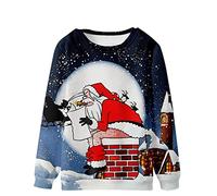 2024 Pull de Noel Homme Imprimé Fesses du Père Noël Tee Shirt Grande Taille Manche Longue Casual Sport Pull Imprimé Flocon de Neige Ugly Pull de Noël Moche Drôle Sweat Imprimé Renne Sweat Pas Cher
