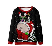 2024 Pull de Noel Homme Imprimé Fesses du Père Noël Tee Shirt Grande Taille Manche Longue Casual Sport Pull Imprimé Flocon de Neige Ugly Pull de Noël Moche Drôle Sweat Imprimé Renne Sweat Pas Cher