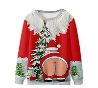 2024 Pull de Noel Homme Imprimé Fesses du Père Noël Tee Shirt Grande Taille Manche Longue Casual Sport Pull Imprimé Flocon de Neige Ugly Pull de Noël Moche Drôle Sweat Imprimé Renne Sweat Pas Cher
