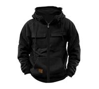 2024 Pull Homme 1/4 Zip Veste Polaire Cargo Sweat Homme Capuche Zippé Manches Longues Multi-Poches Sweat à Capuche Rétro Pulls Automne Hiver Hoodie Pull de Travail Veste Mi Saision Sweatshirt Pas Cher