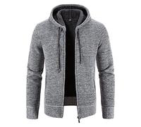 2024 Pull Homme Capuche Cardigan Hiver Grande Taille Sweat Zippé Homme avec Capuche Simple Couleur Unie Manteau Basic Cardigan Regular Fit Veste Manches Longues Sweat Épais Pull Classique Top Veste