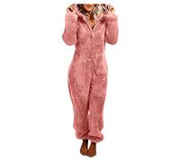 2024 Pyjama Femme Long hiver Combinaison Sexy Bouton Rabattu Manches Longues Tenue De Salon Pyjama Combinaison à Capuche Boutonnée à Rabat Boutonné Fonctionnel pour Femmes De Couleur Unie Adultes