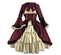 2024 Robe d'Halloween Femme - Costume Médiéval la Renaissance de Cosplay Avec Garniture en Dentelle pour Carnaval, Fête, Tenue de Soirée - Épaules Dénudées