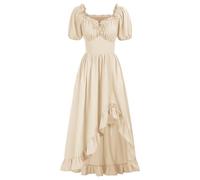 2024 Robe Médiévale Femme avec Manches Trompette Robe Reine Femme Victorienne médiévale Renaissance Gothique Maxi Carnaval Halloween Cosplay Grandes Tailles fête Deguisement Princesse Adult Longue