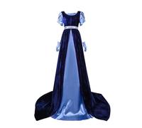 2024 Robe MéDiéVale RéTro pour Femme Grande Taille Victorienne Reine Costume Col Rond Manches Courtes Robe Vintage Adulte Deguisement Longues pour Carnaval Halloween FêTe Deguisement Princesse Adulte