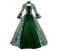 2024 Robe Rétro Médiévale Femmes Renaissance Robes Grandes Tailles Médiévale Rétro Manches Trompette Reine Victorienne Gothique Robe Maxi Carnaval Halloween Fête Femme Cosplay Carnaval Victorie Dress