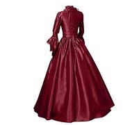 2024 Robe Rétro Médiévale Grande Taille Femme - Manches Trompette Reine Victorienne Renaissance Gothique Maxi Vintage Adulte - Deguisement Carnaval Halloween Cosplay Fête