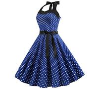 2024 Robe Vintage Années 50 Femme Retro Rockabilly Pin Up Élégante Robes sans Manche Dos Nu Décolleté en Cœur Polka Dot Trapèze Mariage Cocktail Soirée Fête Cérémonie Décontractée Midi Dress
