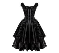 2024 Robes d'halloween Femme - Gothique Maille Robes Longues Robe Soiree Femme Femme Robe de Cocktail Costume Halloween Adulte Pas Cher Manches Évasées Palais Carnaval Cosplay Cocktail