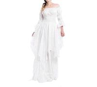 2024 Robes d'halloween Femme - Simple, Robes de Fête, Robe A-Line Robe Victorienne d'halloween Longues à Lacets Manches Robe Maxi pour Carnaval, Halloween Bloody Imprimer Froide Steampunk Robe