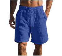 2024 Short Lin en Coton Homme été Soldes Shorts de Plage Décontracté Léger Ample Pantacourt Sport Running Cordon Taille Elastique Casual Pantalon Court avec Poches Grande Taille Cadeau pour Papa