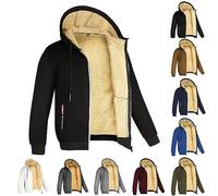2024 Sweats Homme Polaire Sweat à Capuche Veste avec Zippée Hiver Chaud Épaisse Sherpa Manches Longues Manteaux Poche Zippée Blouson Thermique Couleur Unie Grande Taille Sport Casual Travail Sweat