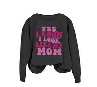 2024 Sweatshirt Tops T-shirts pour femmes filles Yes I Know I Look Like My Mom Sweatshirts pour femmes T-shirts amusants à manches longues pull à capuche pour femmes fermeture éclair, Noir , S