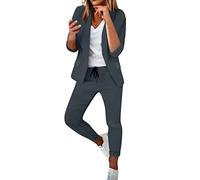 2024 Tailleur Femme Pantalon 2 Pièces Chic et Elegant Couleur Unie Mode Slim Fit Blazer Veste Formel Bureau Travail Pantalon Costumes Manteau Ensemble Col Revers Veste Manteau Pantalon Ensemble