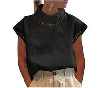 2024 Tee Shirt Femme Chic et Élégant Printemps et Été Décontracté Couleur Unie Haut Creux Décontracté Col Pas Cher Soldes Haut Lin Dentelle Respirant Haut Coupe Slim de Mode Top Léger et Respirant