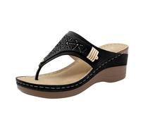2024 Tongs Femme Mode Orthopédique Cuir Confortable Soutien Voûte Plantaire Tongue Legere Yoga Mat Été Plage Piscine Flip Flop Douche Antidérapante Caoutchouc Semell Sandales Femme Été Talon Compensé