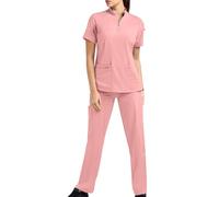 2024 Uniforme Médicale Femme Ensemble Blouse avec Demi-Zip Medicale et Pantalons Tenue Aide Soignante Professionnelle Uniforme Médical Haut et Pantalon Costume Uniformes Sanitaires D'infirmière