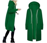 2024 Veste Capuche Femme Avec Poche DéContracté Couleur Unie Fermeture éClair Manteau Long Avec Cordon De Serrage Outwear Loisirs Veste Printemps Et Automne Sweatshirt Mode Oversize Trench Coat