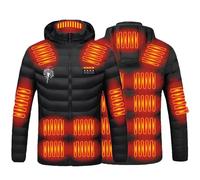 2024 Veste Chauffante Homme avec batterie incluse,Manteau Chauffante Homme avec capuche pour L'hiver avec 4 Niveaux de Chauffage 21 Zones, la Chasse, L'extérieur, le Camping, Ski Équitation Pas Cher