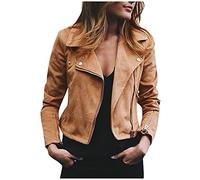 2024 Veste En Cuir Femme Rétro Courte Blouson Simili Cuir De Survêtement Motard Fermeture éclair Manteau Slim Avec Poches Mi Saison De Moto