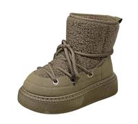 2025 2024 Hiver Commerce Extérieur Grande Épaisseur Fond Bottes de Neige Lacées pour Femmes avec Velours Chaleur Loisirs Hauteur Bottines Augmentation Chaussures Femmes Bottines Été, vert, 38 EU