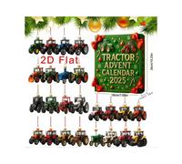 2025 24 Days Christmas Countdown Calendar with 24 Different Tractors Ornaments