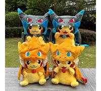 2025?? ? 4 Styles Cosplay Pokemon peluche Mega brillant Charizard XY Pikachu cape peluche jouet dessin animé poupée douce Anger Charizard X