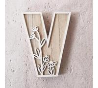 2025 5 pouces 26 lettres pour décoration murale Les fleurs peuvent être peintes sur bois pour chambre d'enfant Lettres en bois pour bricolage badges nominatifs mariage décoration de la maison (V
