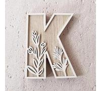 2025 5 pouces 26 lettres pour décoration murale Les fleurs peuvent être peintes sur bois pour chambre d'enfant Lettres en bois pour bricolage badges nominatifs mariage décoration de la maison (K