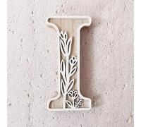 2025 5 pouces 26 lettres pour décoration murale Les fleurs peuvent être peintes sur bois pour chambre d'enfant Lettres en bois pour bricolage badges nominatifs mariage décoration de la maison (I