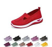 2025 Addenno Womens Shoes, Women's Casual Breathable Slip on Orthopaedic Walking Sneakers, Orthopedic Shoes for Women (Red,39)