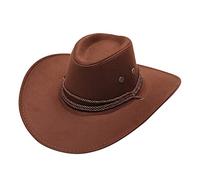 2025 - Adulte Décontracté Solide Été Occidental Mode Cowboy Chapeau de Soleil Large Bord Voyage Casquette Soleil Jeu Audio Cowboy, café, taille unique