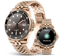 2025 AI Montre intelligente ronde pour homme, 1,19", avec appels, 107 modes de sport, montre de fitness avec fréquence cardiaque, podomètre, moniteur de sommeil, étanche pour Android iOS, or