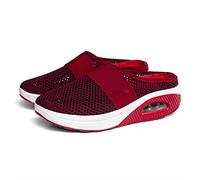 2025 Air Cushion Slip-on Walking Shoes Orthopedic Diabetic Walking Shoes, Air Cushion Shoes for Women, Mesh Orthopedic (Red,38)