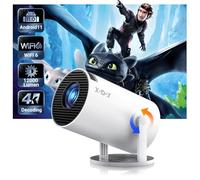 [2025 Android 11.0] Vidéoprojecteur natif 720P HD, Prend en Charge 4K 1080P, XGODY Gimbal 3 projecteur Portable 12000 lumens, WiFi 6, Bluetooth, Auto Keystone, Mini projecteur pour Home cinéma(Blanc)