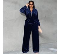 2025 Automne/Hiver Nouveau Ensemble 2 pièces casual sport de base et quotidien, sweat-shirt à capuche ample marron foncé avec épaules tombantes, et pantalon large à poches super long en velours, grand