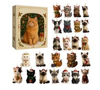 2025 Avent De Noël - Affichage De Vacances De Chat Acrylique, Calendrier De Chat De L'Avent Mignon À Collectionner, Ensemble De Cadeaux Suspendus Pour Chats De 24 Jours | Calendrier De Compte À