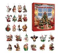 2025 Avent Noël | Acrylique 2D Décoration Maison 2025 | Calendrier 'Avent Petits Animaux Décoratifs | Pour Adultes Collectionneurs Amoureux Pet Mur Fenêtre Porte Voiture Sac À Dos Sac