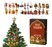 2025 Avent Noël - Décorations acryliques 2D Thème Ferme 24 Jours - Calendrier Compte à Rebours Avent,pour Décorateurs Maison Planificateurs Festival Centrotable Saison Guirlande