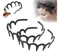 2025 Bandeaux en forme de dents de requin Zig Zag pour femmes avec raies hautes, bandeau ondulé avec peigne à dents pour femme, cadeau pour adolescentes, pour usage quotidien (noir, 2 pièces, taille