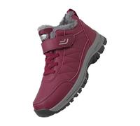 2025 Baskets d'hiver doublées pour femme - Confortables et antidérapantes - Bottes d'hiver décontractées à bout rond - Bottines courtes pour femme - Bottes de neige pour femme, rouge, 43 EU