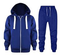 2025 Bébé Enfants Manches Longues Couleur Solide Zip Up Sweat à Capuche Sweatshirt Top Filles Manteau Vestes Et Pantalons Avec Poche Ensemble Pantalons De Jogging Enfants, bleu, 11-12 ans