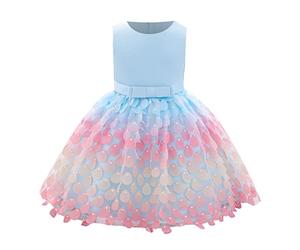 2025 Bébé Fille Robe été - Robes de Princesse sans Manches - Robe Jupe Bowknot pour Fille Printemps Col en Rond - Robes Filles pour La Fête Anniversaire Mariage - Dress de Fête pour 6-24 Mois