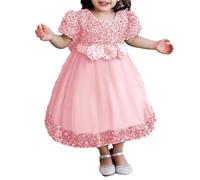 2025 Bébé Fille Robe Tulle sans Manches Jeune Enfant Princesse Tutu Fleur Robes Mariage Fête d'anniversaire Robe Fille pour La Fête Anniversaire Formel Mariage Robes de Soirée 6 Mois-5 Ans