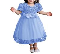 2025 Bébé Fille Robe Tulle sans Manches Jeune Enfant Princesse Tutu Fleur Robes Mariage Fête d'anniversaire Robe Fille pour La Fête Anniversaire Formel Mariage Robes de Soirée 6 Mois-5 Ans